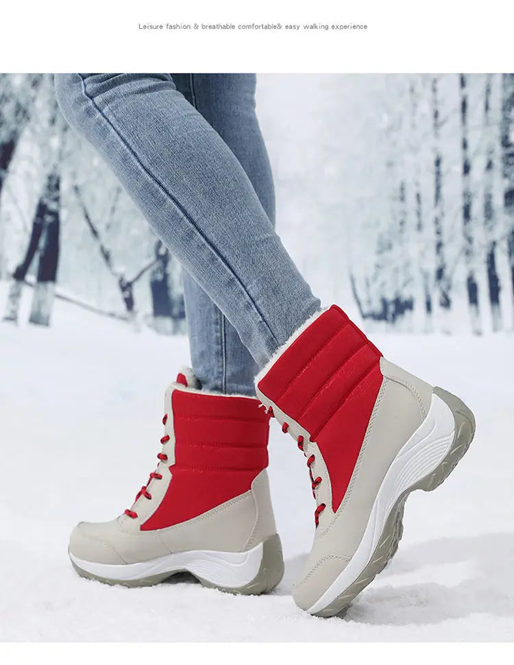 Ankel botas para mulheres inverno ao ar livre botas de neve quentes plataforma grossa impermeável antiderrapante sapatos quentes mulher botas plus size casual