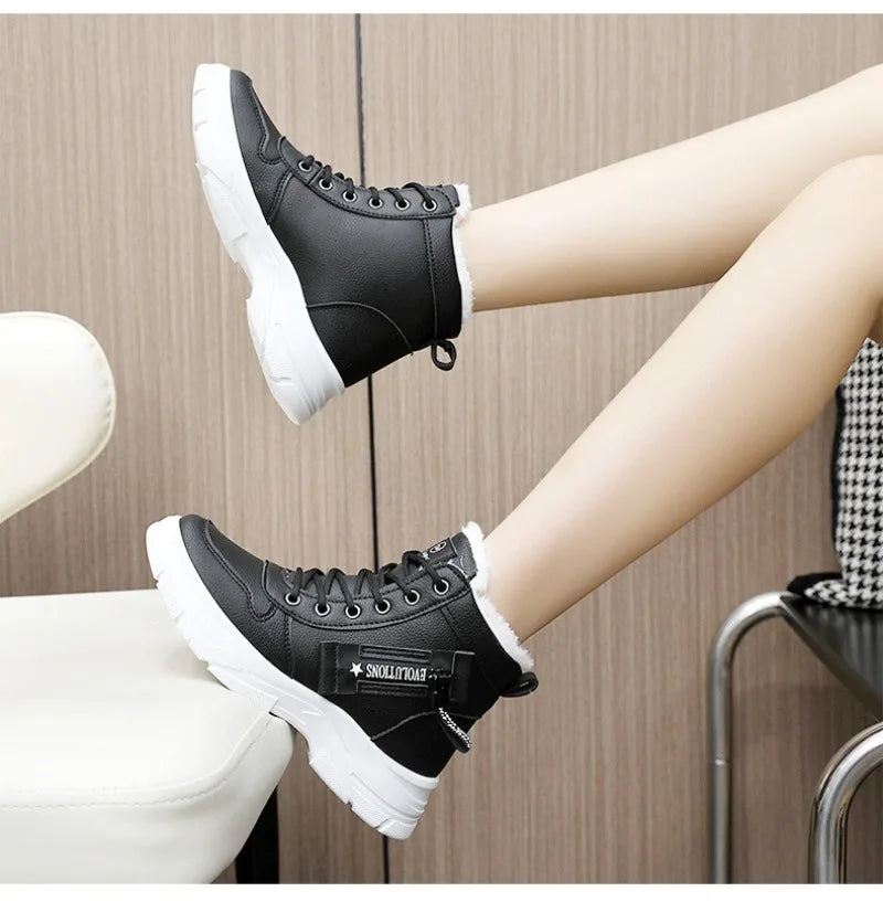 Botas femininas 2024 moda inverno à prova dwaterproof água altura aumentada botas de neve quente mais alta superior algodão sapatos plataforma esportes tornozelo botas