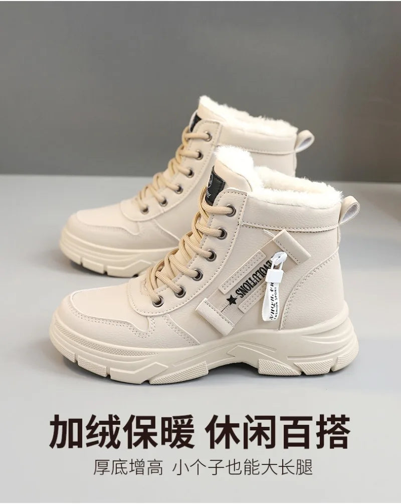 Botas femininas 2024 moda inverno à prova dwaterproof água altura aumentada botas de neve quente mais alta superior algodão sapatos plataforma esportes tornozelo botas