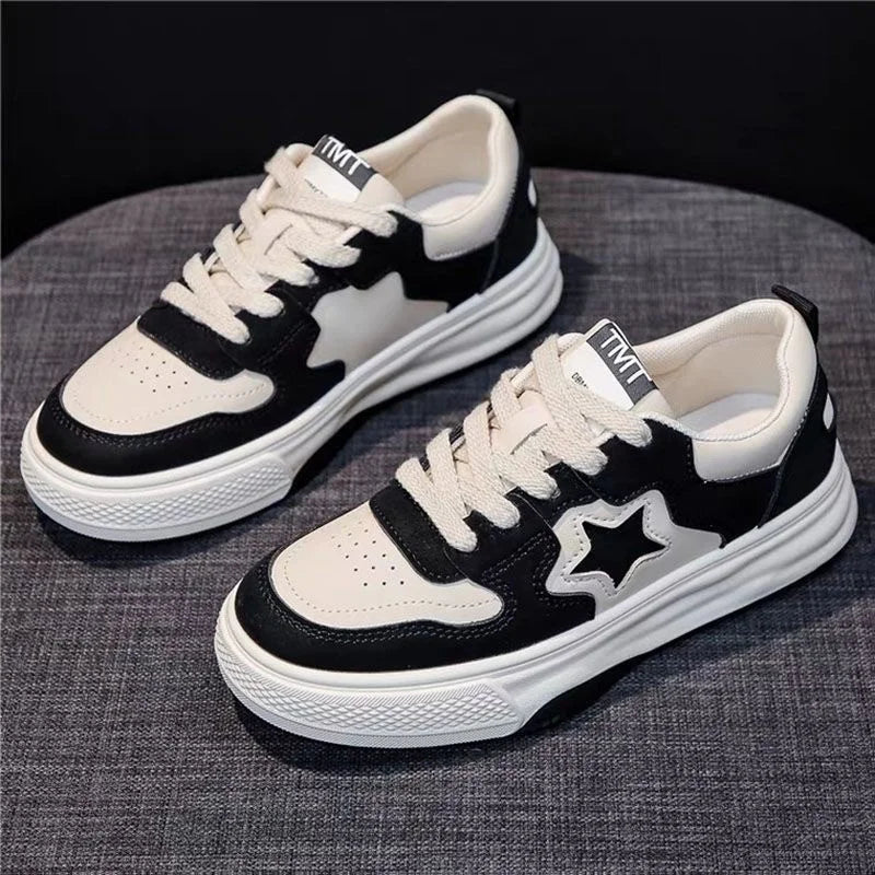 Mocassins esportivos casuais estrelas para mulheres, sapatos esportivos volumosos, fundo macio com conforto ao ar livre, sapatos antiderrapantes, moda