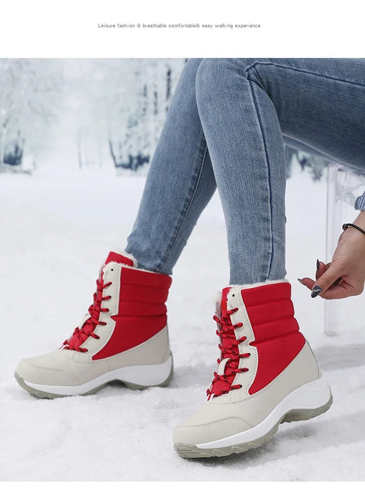 Ankel botas para mulheres inverno ao ar livre botas de neve quentes plataforma grossa impermeável antiderrapante sapatos quentes mulher botas plus size casual