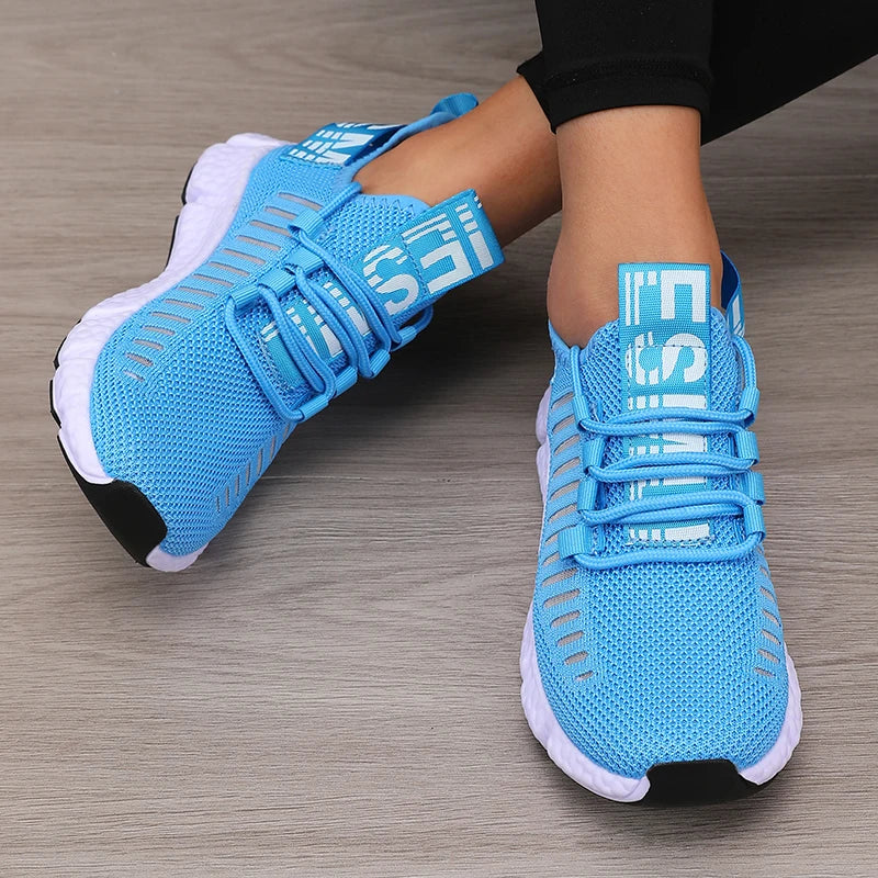 Sapatos esportivos de plataforma feminina com design moderno e respirável sapatos confortáveis ao ar livre caminhadas sapatos casuais